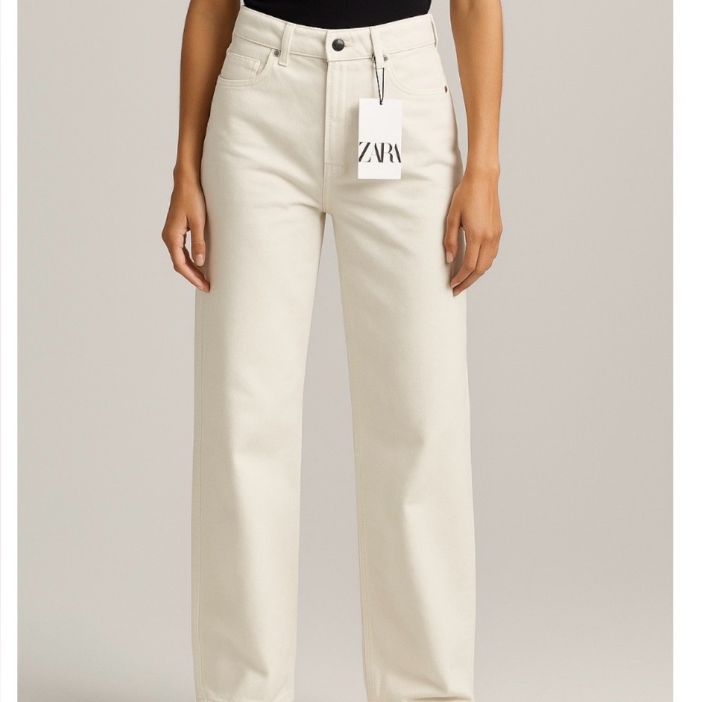 Zara Off-White Denim Pants  Wide Leg.